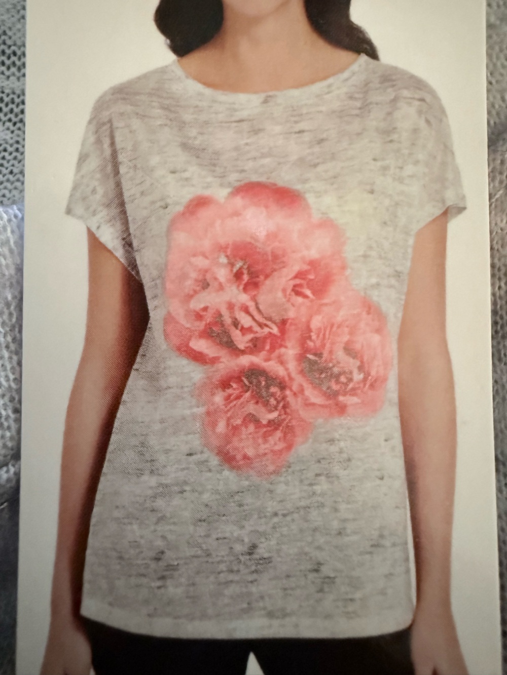NWT Nicole Miller New York Pink Peony Blossom Floral Relaxed Fit Tee Size XL